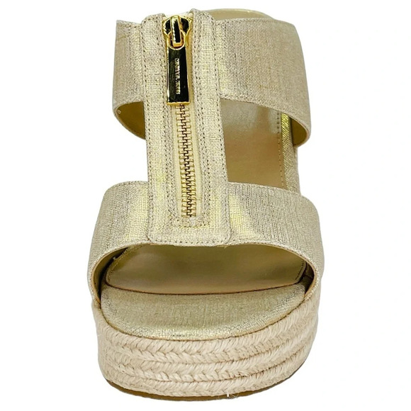 Michael Kors Bradley Gold Shimmer Womens Espadrille Wedge Sandals Size 10M - Picture 6 of 13